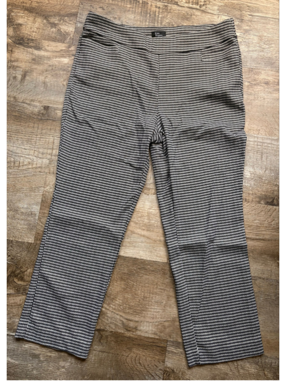 Kim Rogers Black & White Houndstooth Ankle Pants - Large